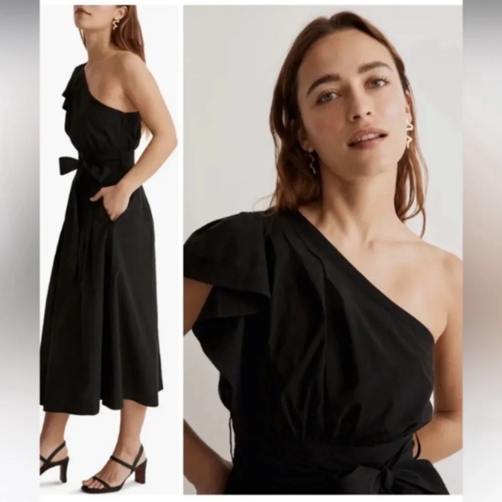 New! Madewell Ruffled One-Shoulder Midi Dress 18239